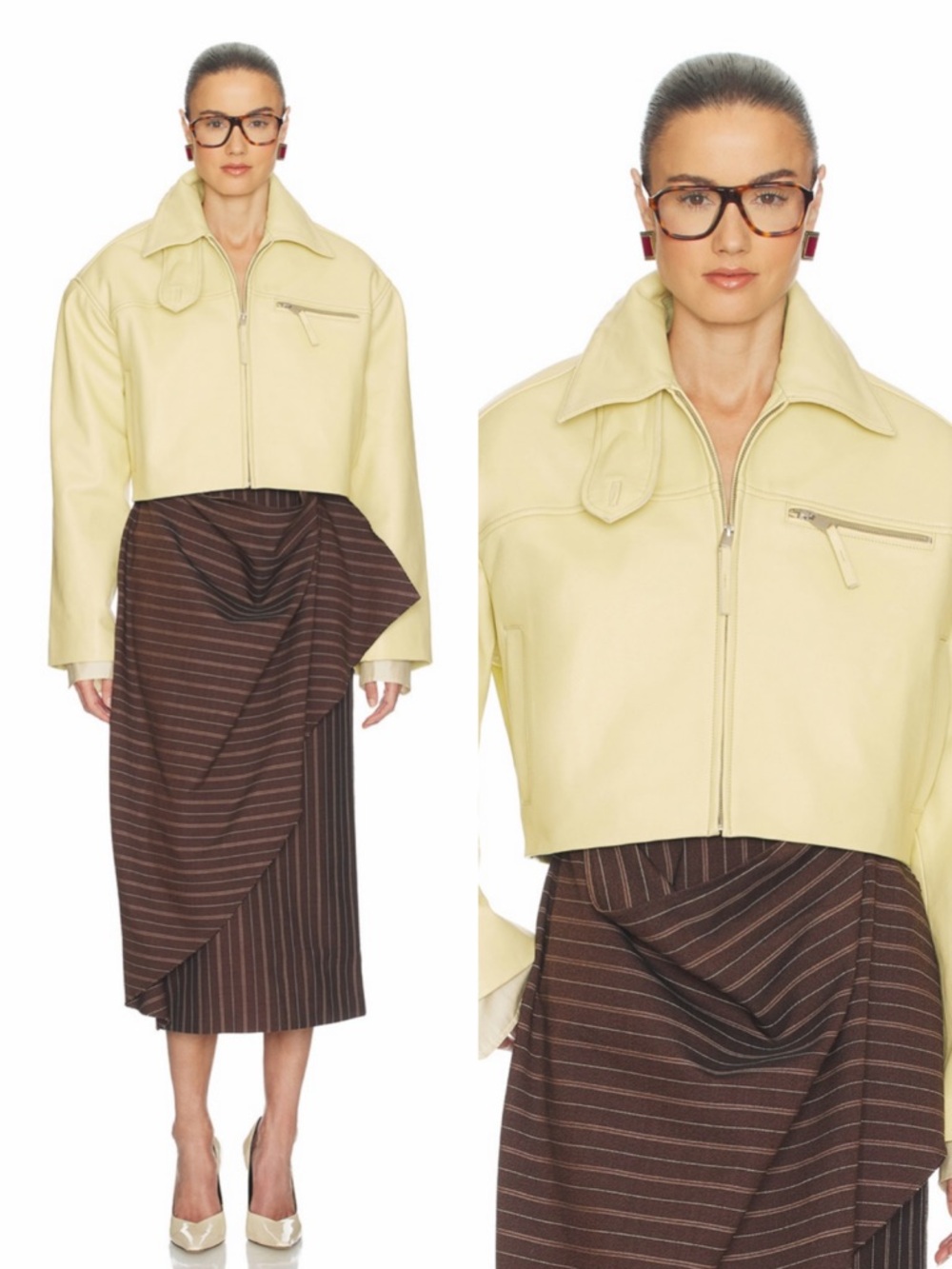 Helsa The 90s Leather Jacket in Banana Yellow Size CS